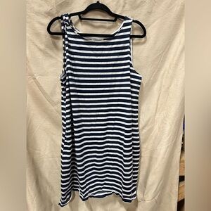 Blue and White Relaxed Sleeveless Tank Top